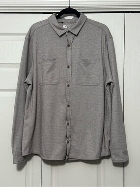 VRST Men's Long Sleeve Textured Knit Button Down Shirt Brown Herringbone Size XL